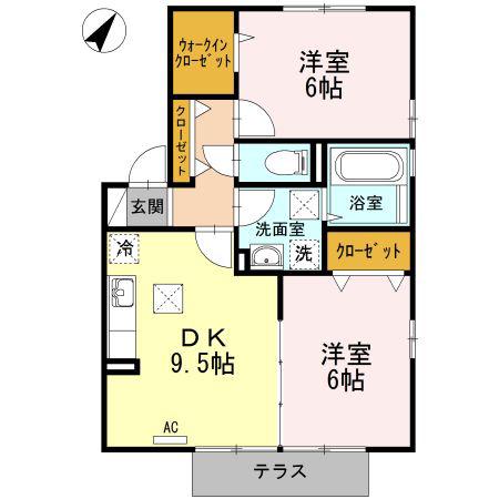 メゾンルージェ E棟(2DK/1階)の間取り写真