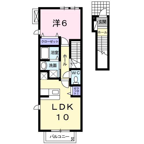 ブル アルベロ(1LDK/2階)の間取り写真