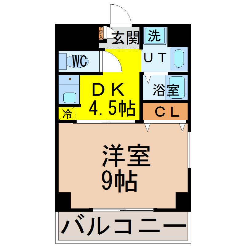 ファーリーヒルズ(1DK/3階)の間取り写真