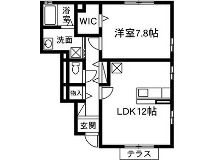 ローズコートB(1LDK/1階)の間取り写真