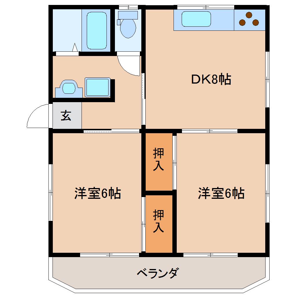 第3たかはしハイツ(2DK/2階)の間取り写真