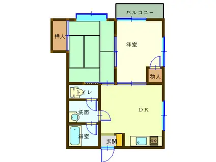 ベルメゾン花園(2DK/1階)の間取り写真