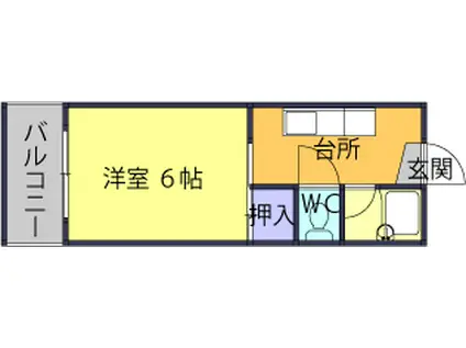 ＪＲ山陰本線 松江駅 徒歩48分 2階建 築35年(1K/1階)の間取り写真