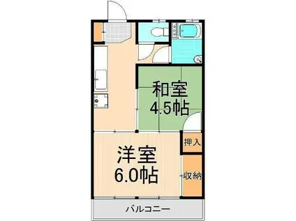 足立2丁目マンション(2K/2階)の間取り写真