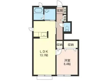 シャドレーブ(1LDK/1階)の間取り写真