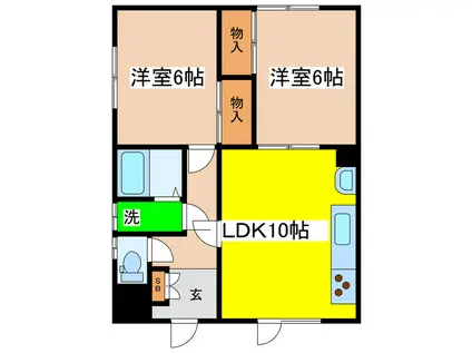 パークハイツKUNI(2LDK/2階)の間取り写真