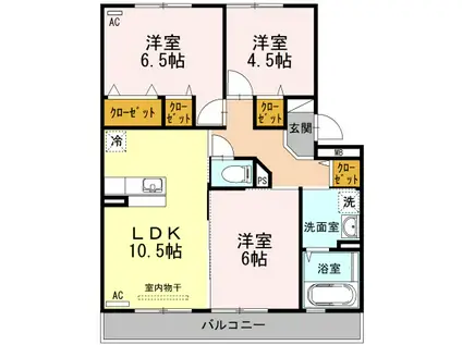 ベルヴィル カメリアVI(3LDK/2階)の間取り写真