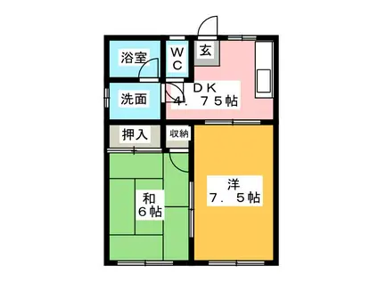 コーポ橋本(2DK/1階)の間取り写真