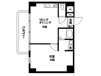白金台ハウス(1LDK/5階)の間取り写真