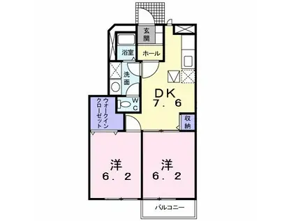 セントラルヒルズI(2DK/1階)の間取り写真