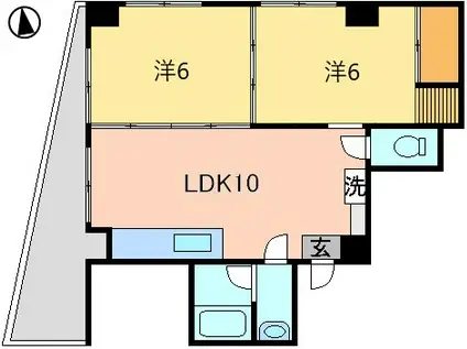 リバーサイド杉岡(2LDK/3階)の間取り写真