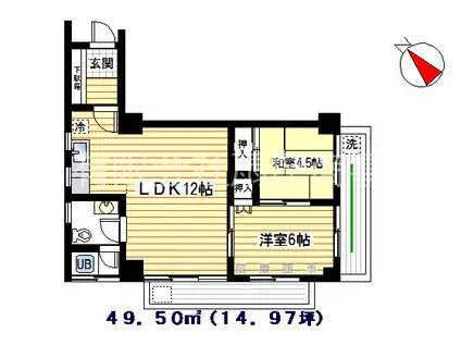 斉藤第一ビル(2DK/4階)の間取り写真