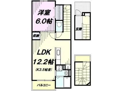 モダン インプレス(1LDK/3階)の間取り写真