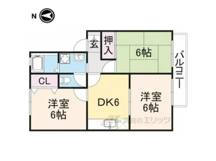 サニースクエアA(3DK/2階)の間取り写真
