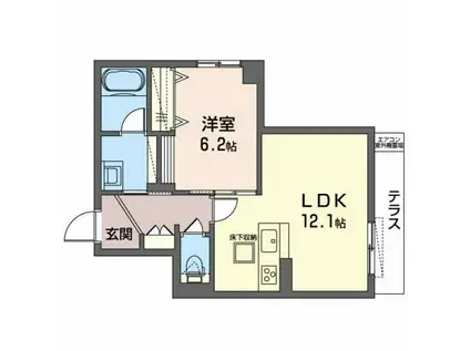 シャーメゾン八戸ノ里(1LDK/1階)の間取り写真