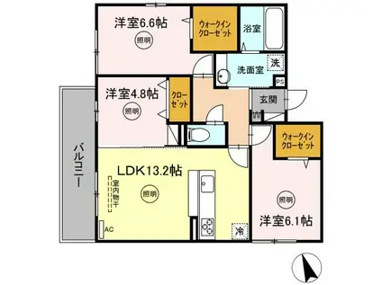 松の杜D-ROOM(3LDK/2階)の間取り写真
