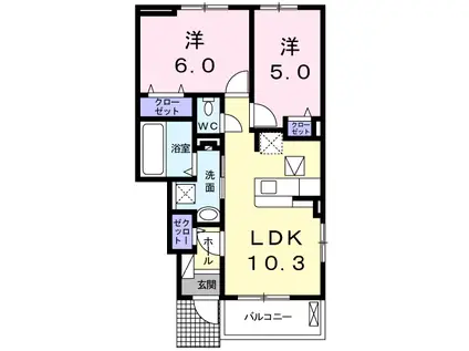 カーサアリエッタ(2LDK/1階)の間取り写真