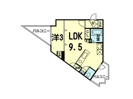 オーシャンヴィレッヂ大江本町(1LDK/8階)の間取り写真