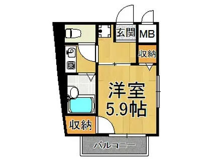 夙川ハイツAIOI(1K/2階)の間取り写真