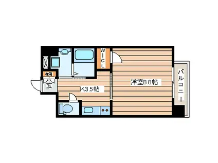 プライムアーバン八乙女中央(1K/6階)の間取り写真
