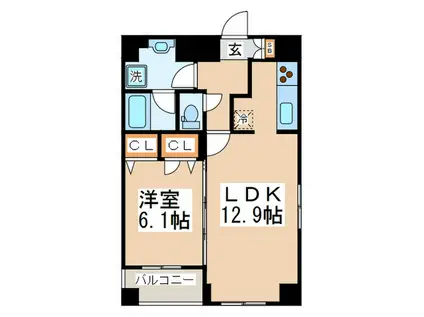 クロスレジデンス蒲田(1LDK/11階)の間取り写真