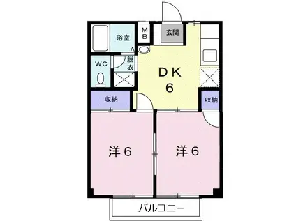 アメニティメゾンアサヒ(2DK/1階)の間取り写真