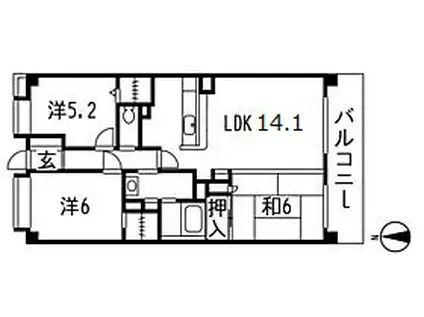 日神パレステージ橋本第2(3LDK/3階)の間取り写真