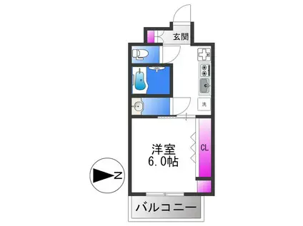 GLUCK MAISON S-SHINFUKAE XIII(1K/3階)の間取り写真