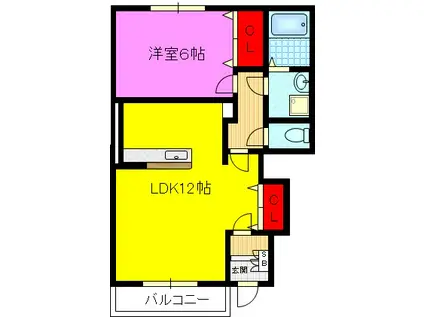 メゾン・ベル・カルムI(1LDK/1階)の間取り写真