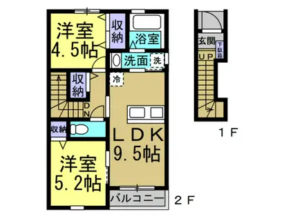 チッタ大野町(2DK/2階)の間取り写真
