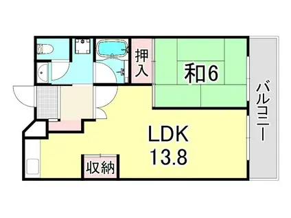 UR 武庫川2(1LDK/19階)の間取り写真