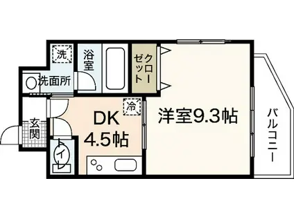 グランカーサ三篠(1DK/3階)の間取り写真