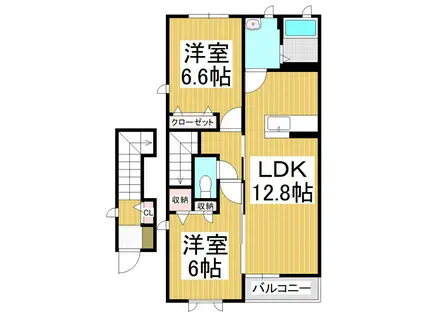 ＪＲ信越本線 川中島駅 徒歩45分 2階建 築18年(2LDK/2階)の間取り写真