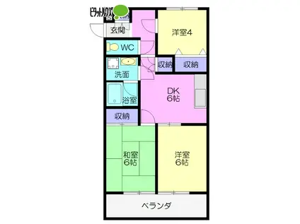 サニープレイスKOBAYASHI A(3DK/1階)の間取り写真