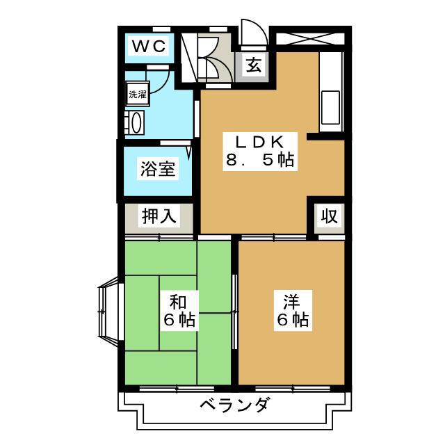 グリーンタウン北川(2DK/1階)の間取り写真