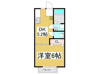 コメキエンI・II(1DK/2階)の間取り写真