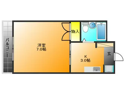 プレーンビル(1K/2階)の間取り写真