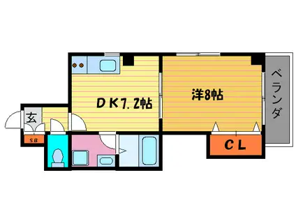 オークハウス(1DK/2階)の間取り写真