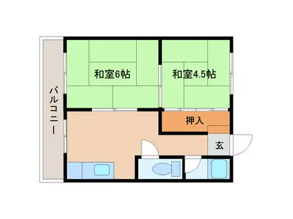 三興マンション(2DK/2階)の間取り写真