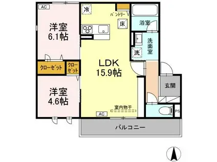 D-ROOM中太田新田(2LDK/1階)の間取り写真