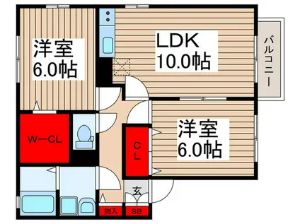 カサベルテ(2LDK/2階)の間取り写真