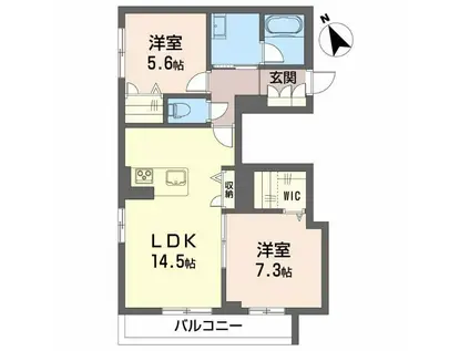 アベニール神通(2LDK/4階)の間取り写真