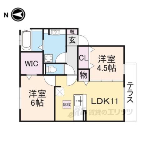 PREMIER藤阪(2LDK/1階)の間取り写真
