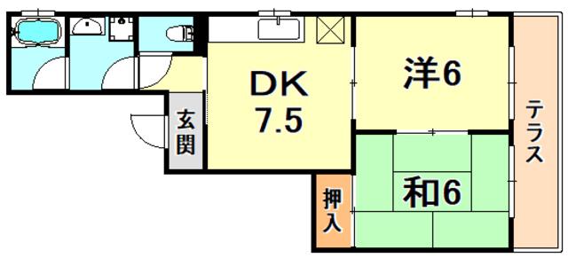 ハイツY(2DK/1階)の間取り写真