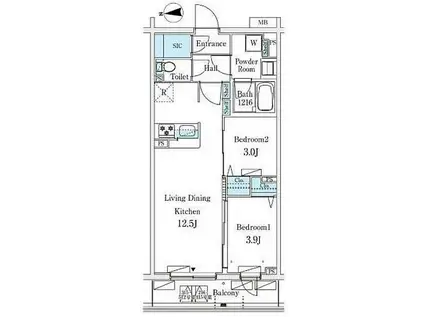 TERRACE杉並方南町(2LDK/3階)の間取り写真