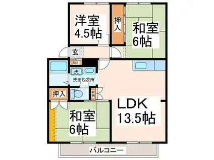 ドエル須屋(3LDK/2階)の間取り写真