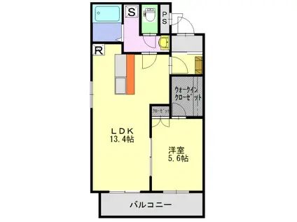 イルデパン(1LDK/2階)の間取り写真