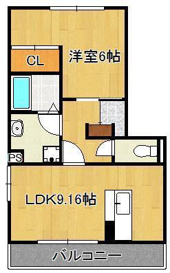 ソレールヴィラ(1LDK/2階)の間取り写真