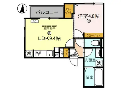 D-LUCE黒田-ウエスト(1LDK/2階)の間取り写真