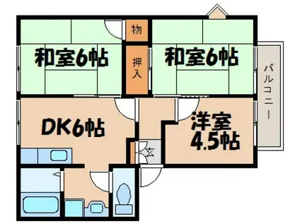 レガートB棟(3DK/2階)の間取り写真